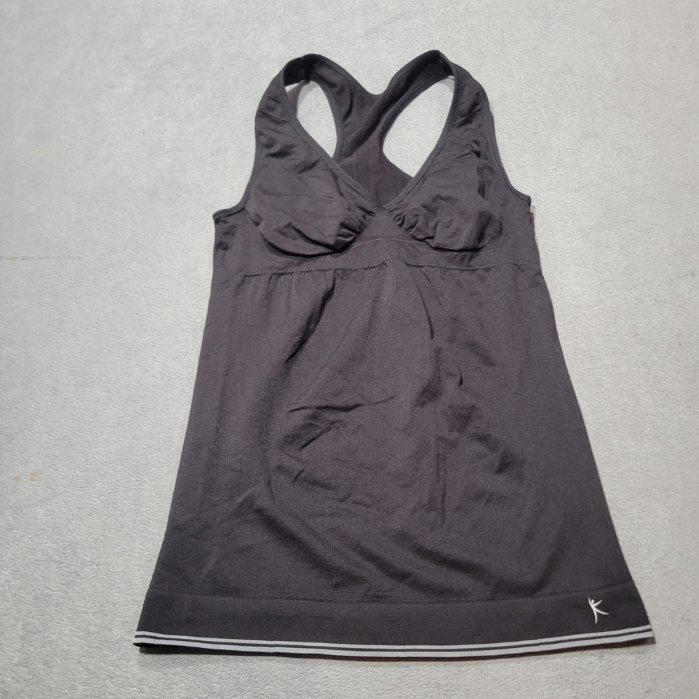 Danskin Now Tank Top Womens Medium Grey Racerback Built-in Bra Ruched Athletic